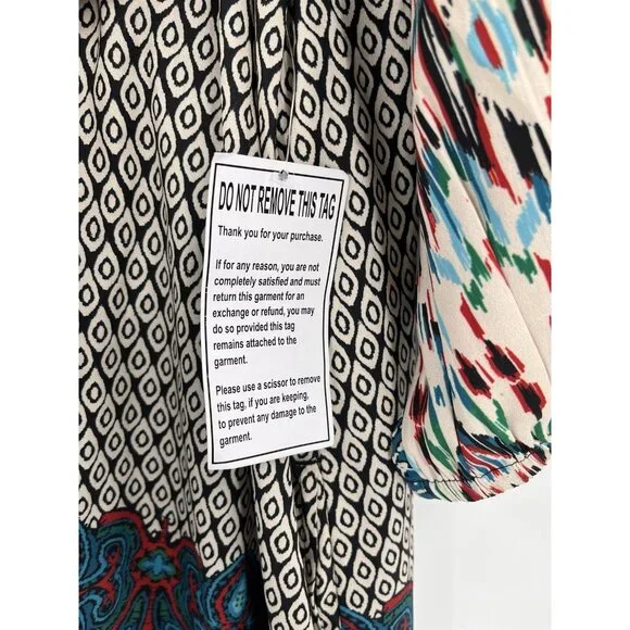 JUNE + VIE Women's Multicolor Boho Patchwork 3/4 Sleeve Shift Dress NWT 18/20 - Picture 4 of 7
